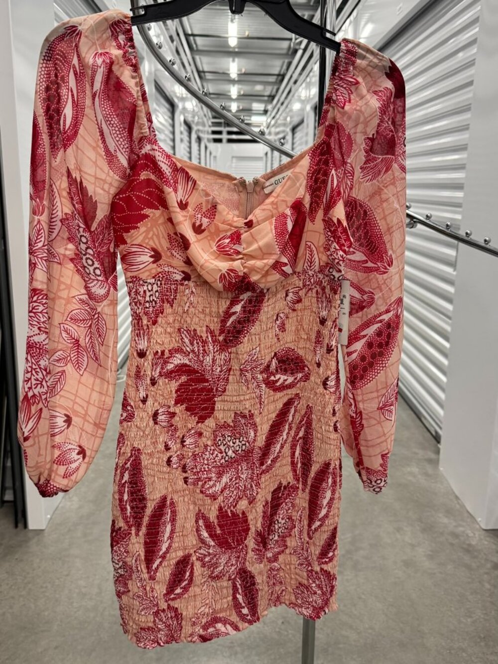 GUESS Angelino Bloom Print Muave LS Cypress Dress